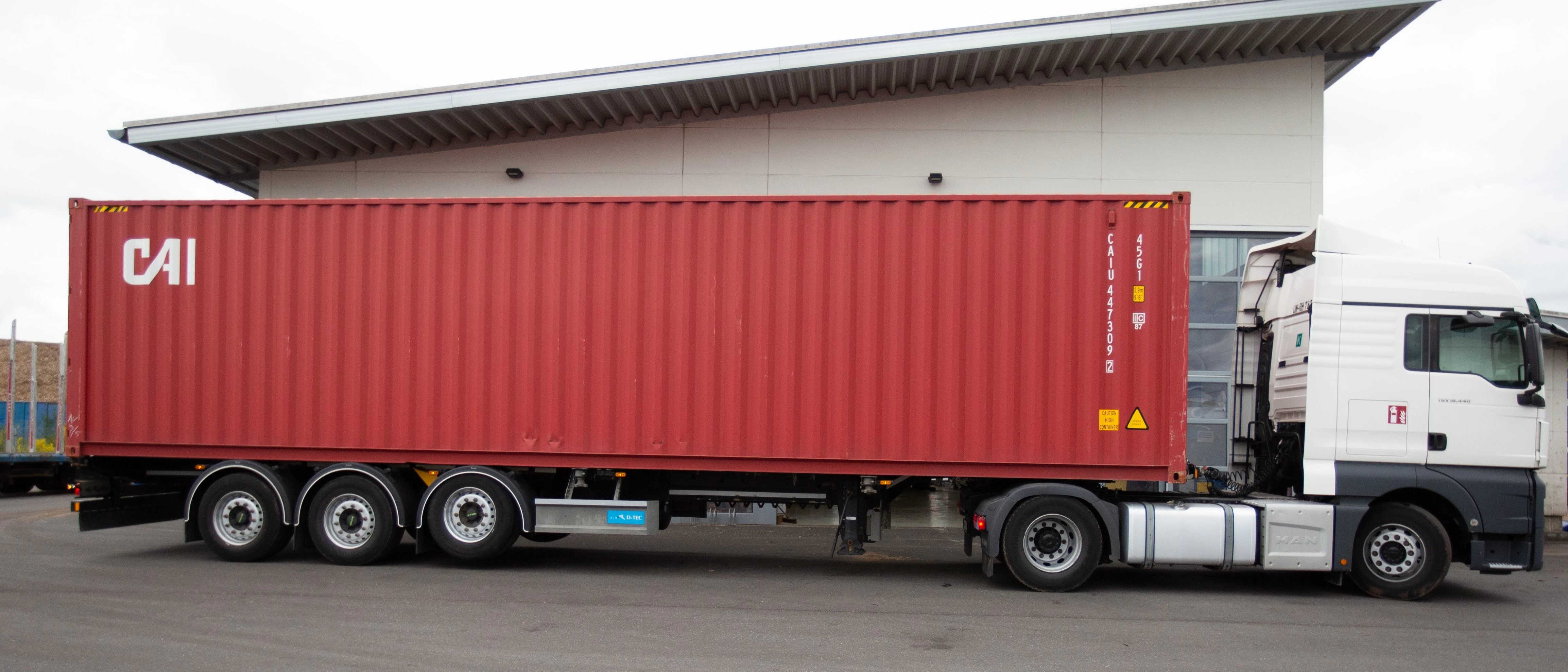 Truck with container chassis